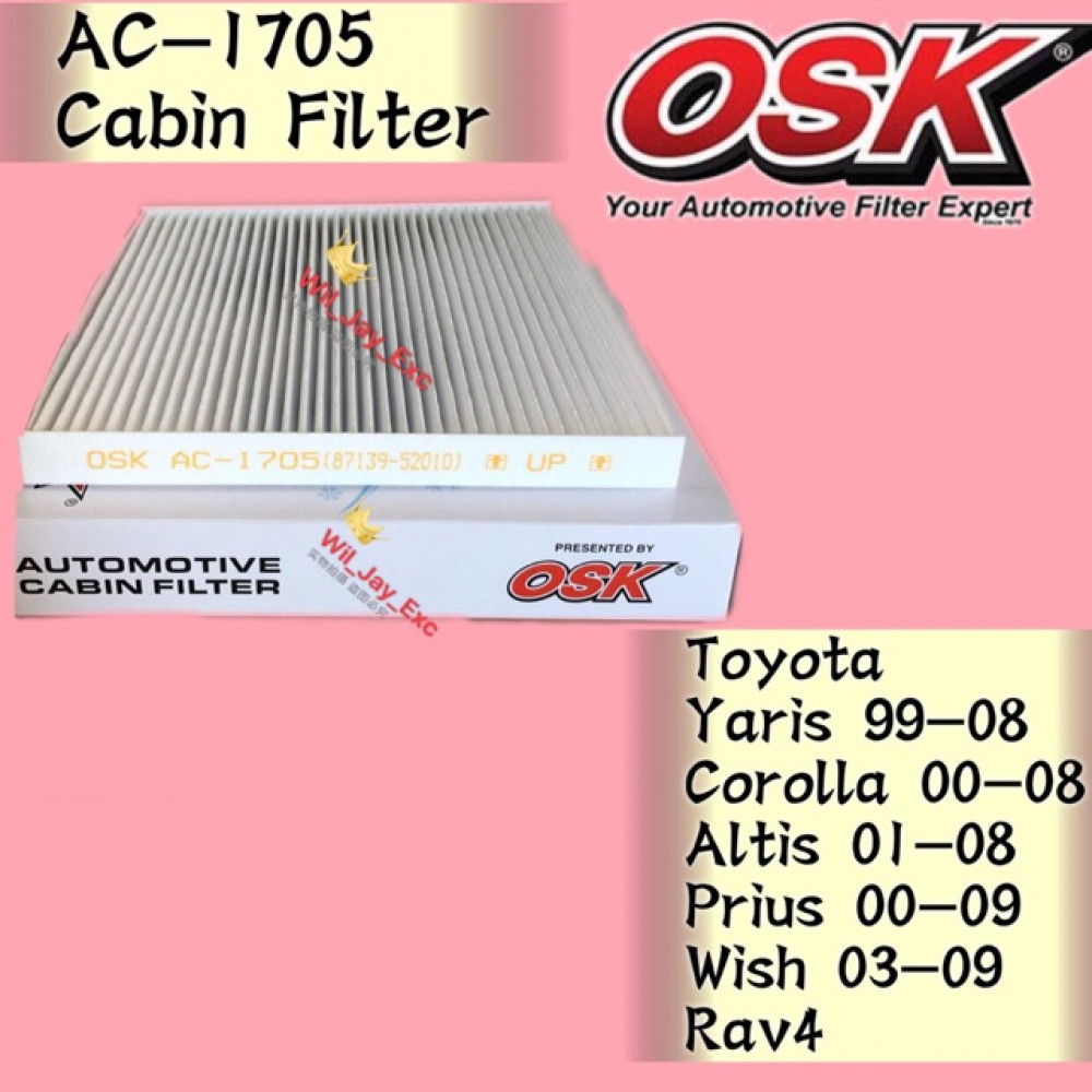 OSK CABIN FILTER COROLLA,YARIS,ALTIS,PRIUS,WISH,RAV4 AC-1705 toyota