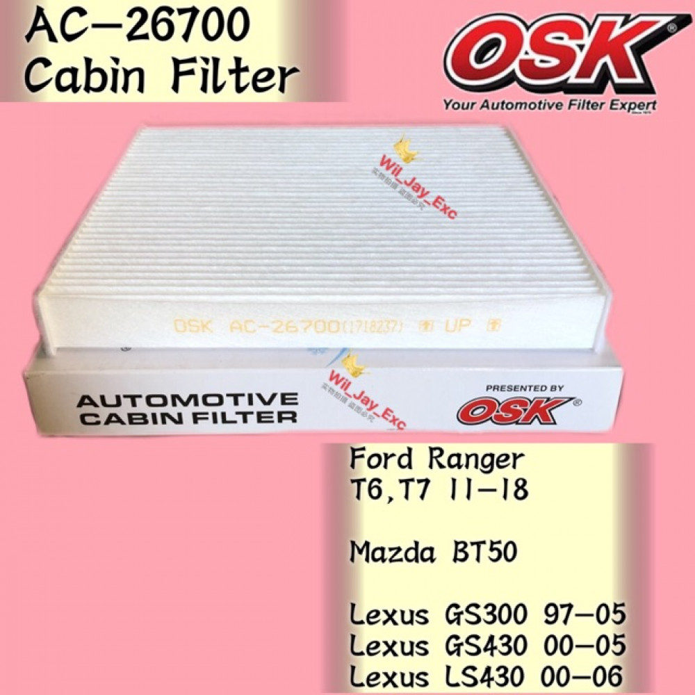 OSK FORD RANGER T6,T7 ,MAZDA BT50,LEXUS GS300,GS430,LS430 CABIN FILTER AC-26700