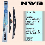 NWB GRAPHITE WIPER BLADE AQUA JAPAN (14"+24")(CITY,JAZZ,STREAM,LIVINA,VIOS)
