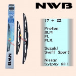 NWB GRAPHITE WIPER BLADE AQUA JAPAN (17"+22")(BLM,FL,FLX,SYLPHY)