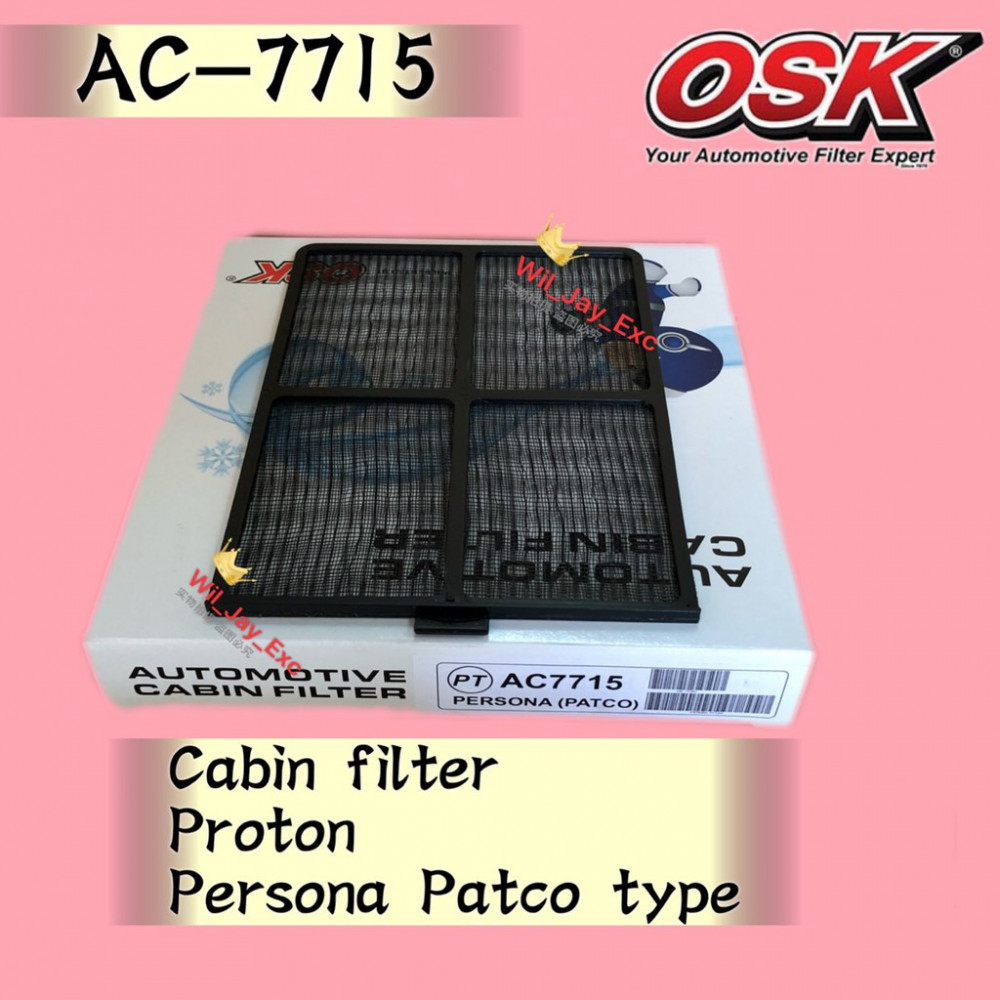 OSK CABIN FILTER AC-7715 PROTON PERSONA PATCO TYPE AIRCOND FILTER 5.0 OSK CABIN FILTER AC-7715 PROTON PERSONA PATCO TYPE AIRCOND FILTER 5.0