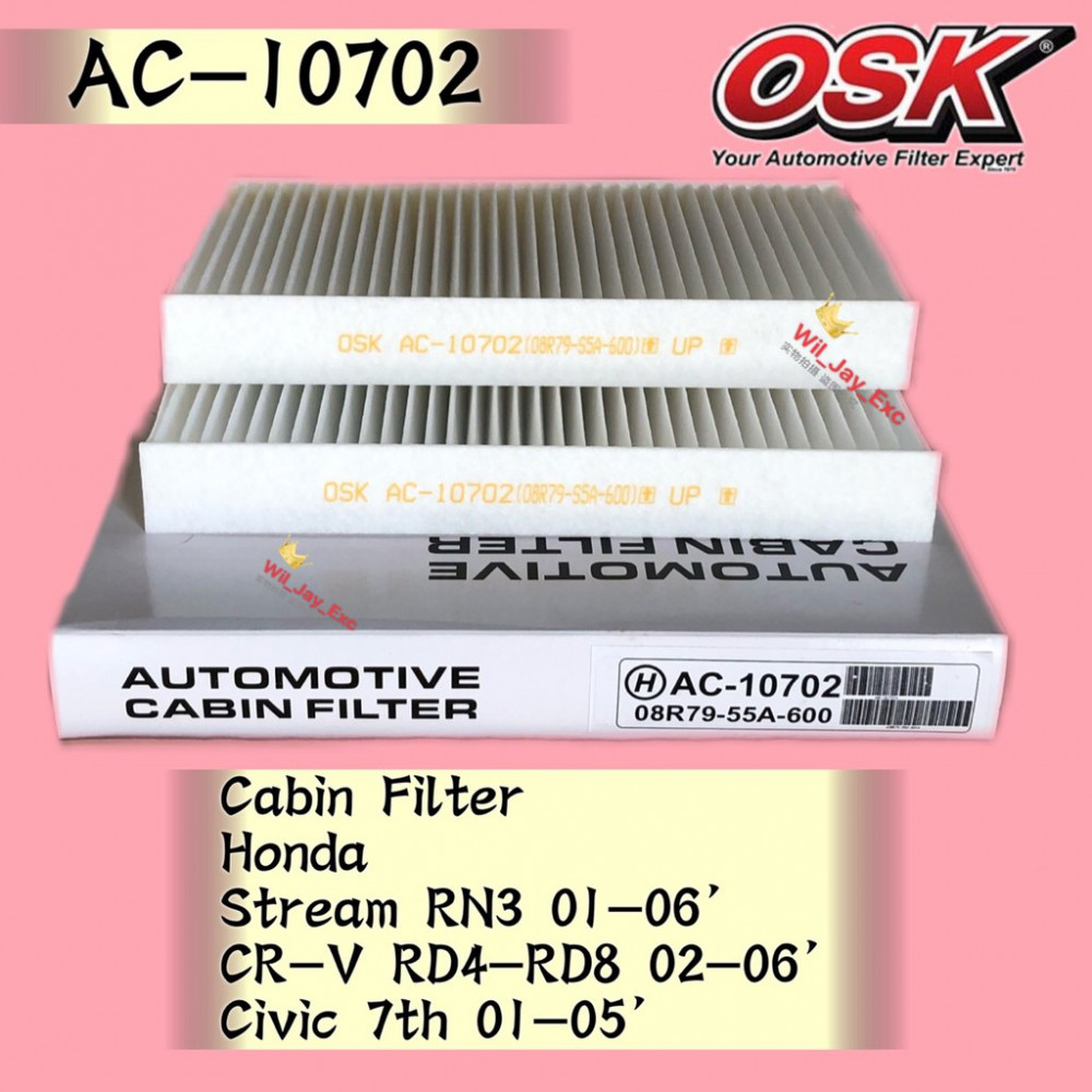 OSK CABIN FILTER AC-10702 HONDA STREAM RN3,CRV, CIVIC AIRCOND FILTER