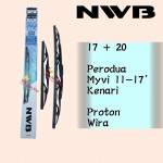 NWB GRAPHITE WIPER BLADE AQUA JAPAN (17"+20") (WIRA,KENARI,MYVI)