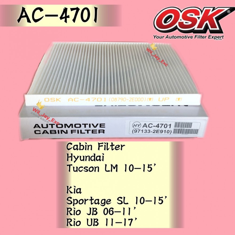 OSK CABIN FILTER AC-4701 HYUNDAI TUCSON LM ,KIA SPORTAGE ,RIO AIRCOND FILTER