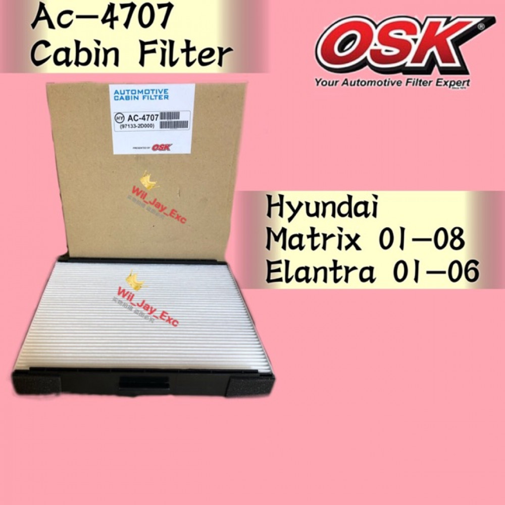 OSK CABIN FILTER AC-4707 HYUNDAI MATRIX,ELANTRA AIR COND FILTER