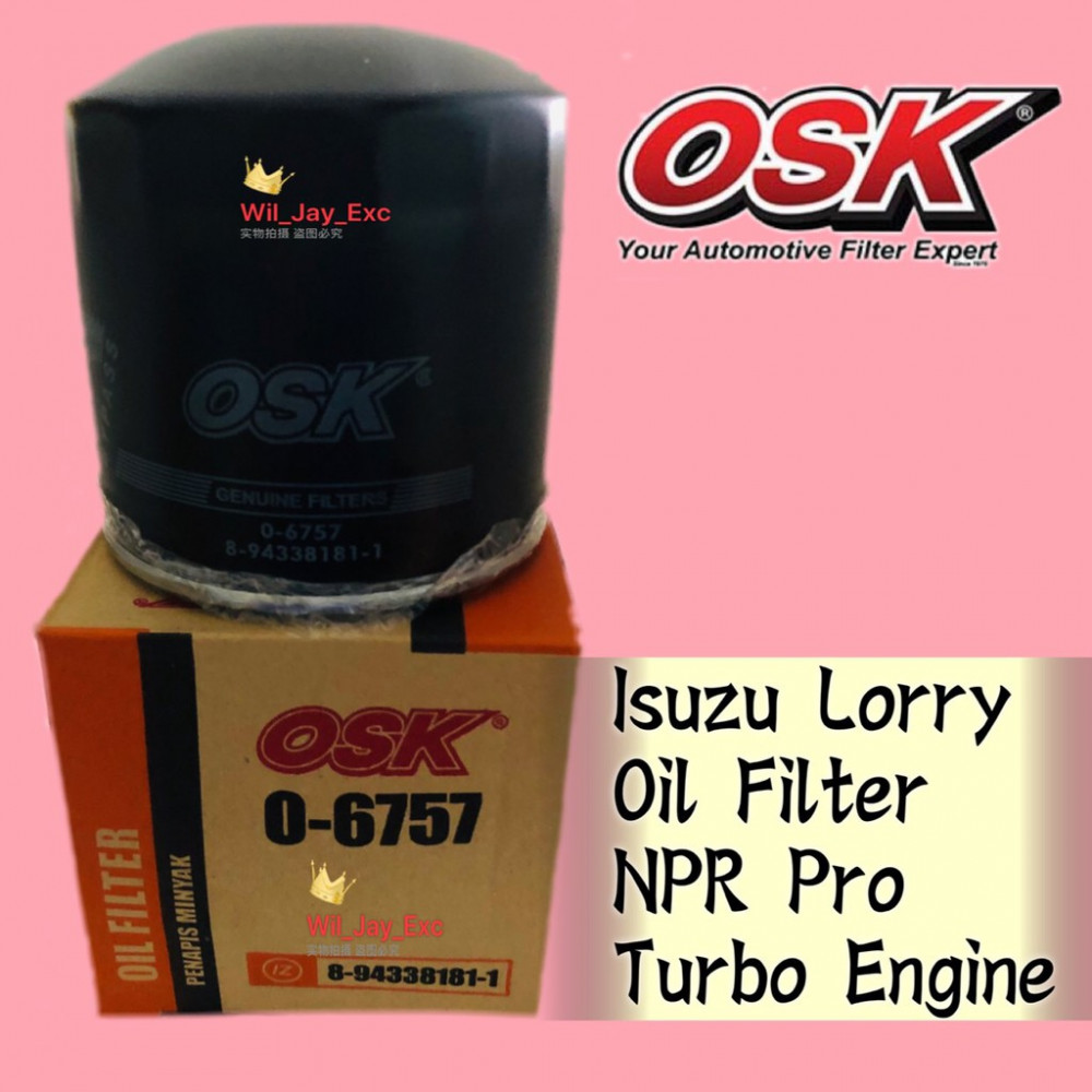 OSK OIL FILTER ISUZU LORRY NPR PRO O-6757