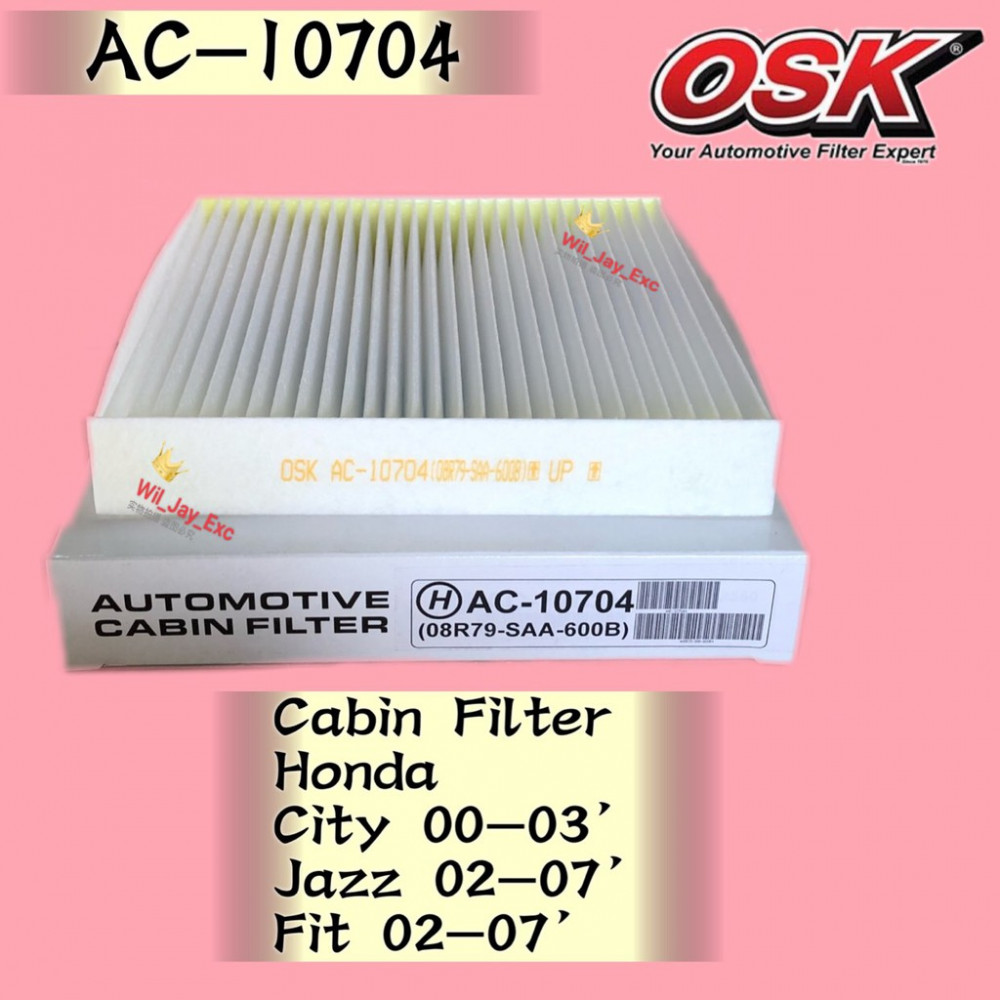 OSK CABIN FILTER AC-10704 HONDA CITY 2000-2003 ,JAZZ 2002-2007, FIT 2002-2007 AIRCOND FILTER