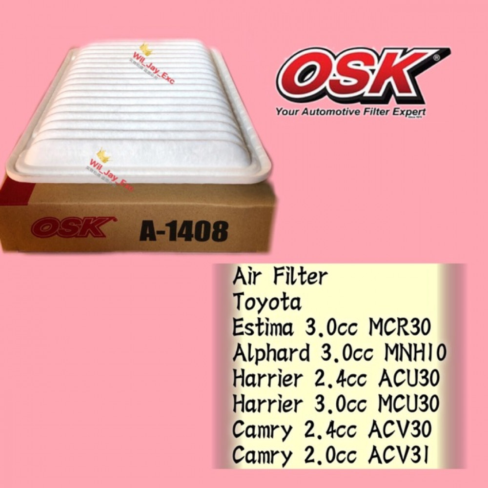 OSK AIR FILTER A-1408 TOYOTA ESTIMA,ALPHARD,HARRIER,CAMRY