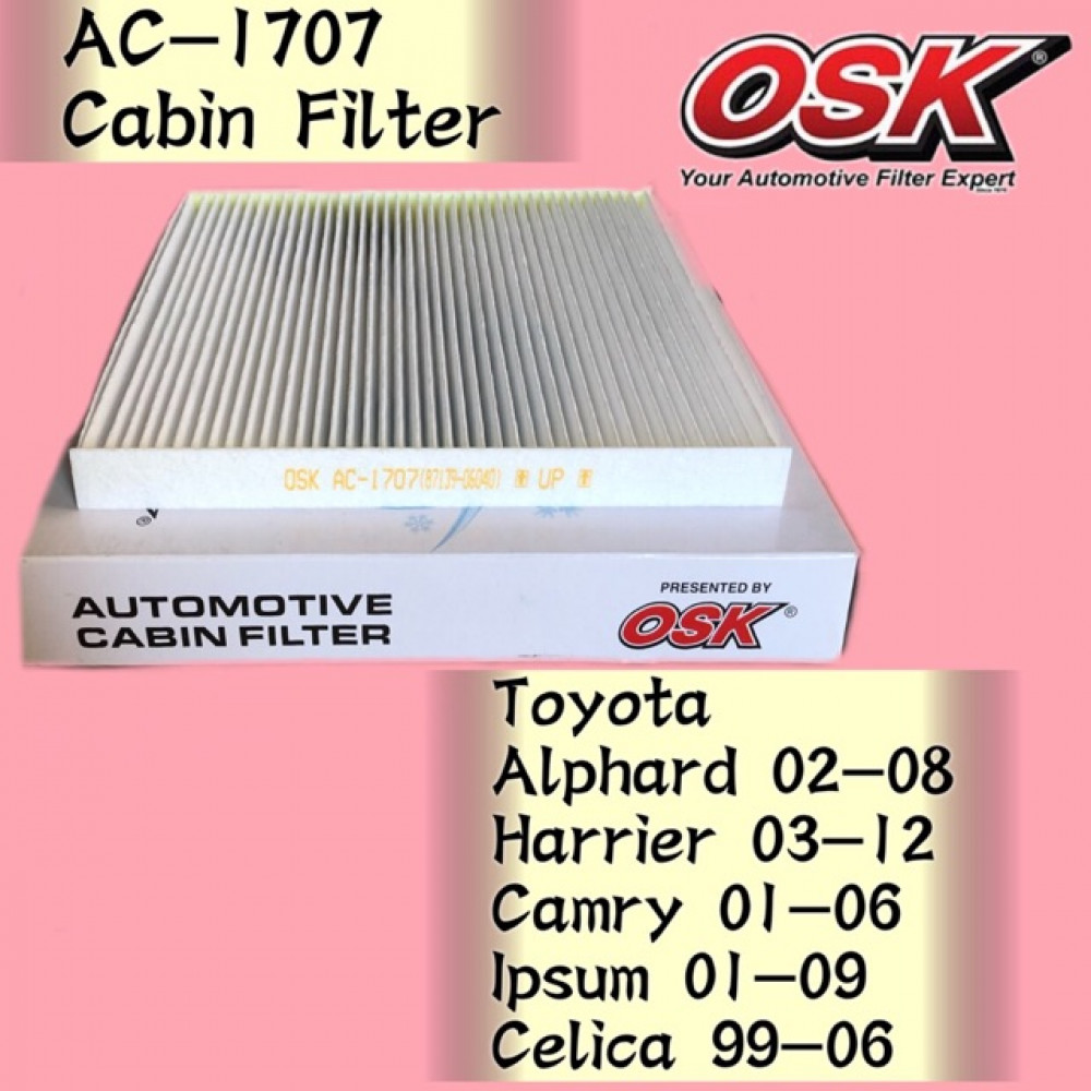 OSK CABIN FILTER AC-1707 TOYOTA ALPHARD,HARRIER,CAMRY,IPSUM,CELICA AIR COND FIL