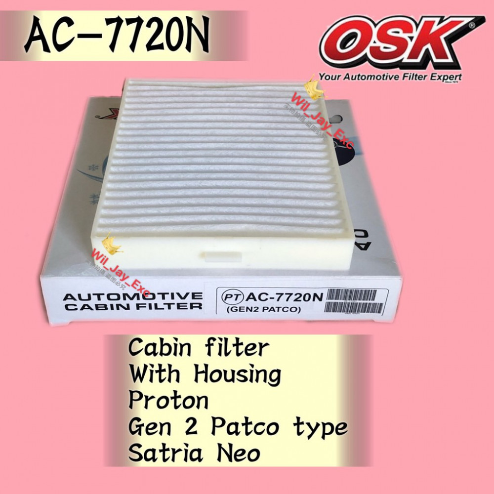 OSK CABIN FILTER AC-7720N WITH CASING PROTON GEN2 GEN 2 PATCO TYPE,SATRIA NEO AIRCOND FILTER