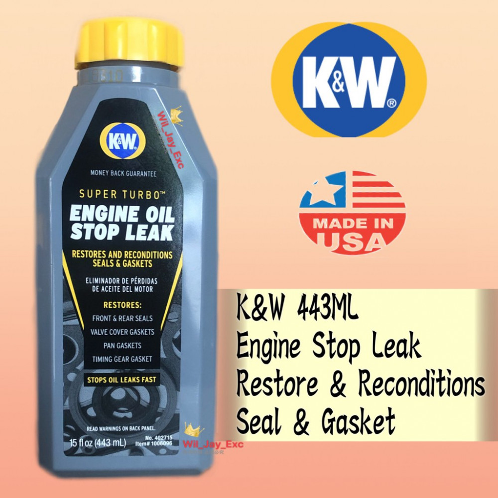 K&W ENGINE OIL STOP LEAK SUPER TURBO 443ML RESTORE AND RECONDITIONS SEALS & GASKET KW