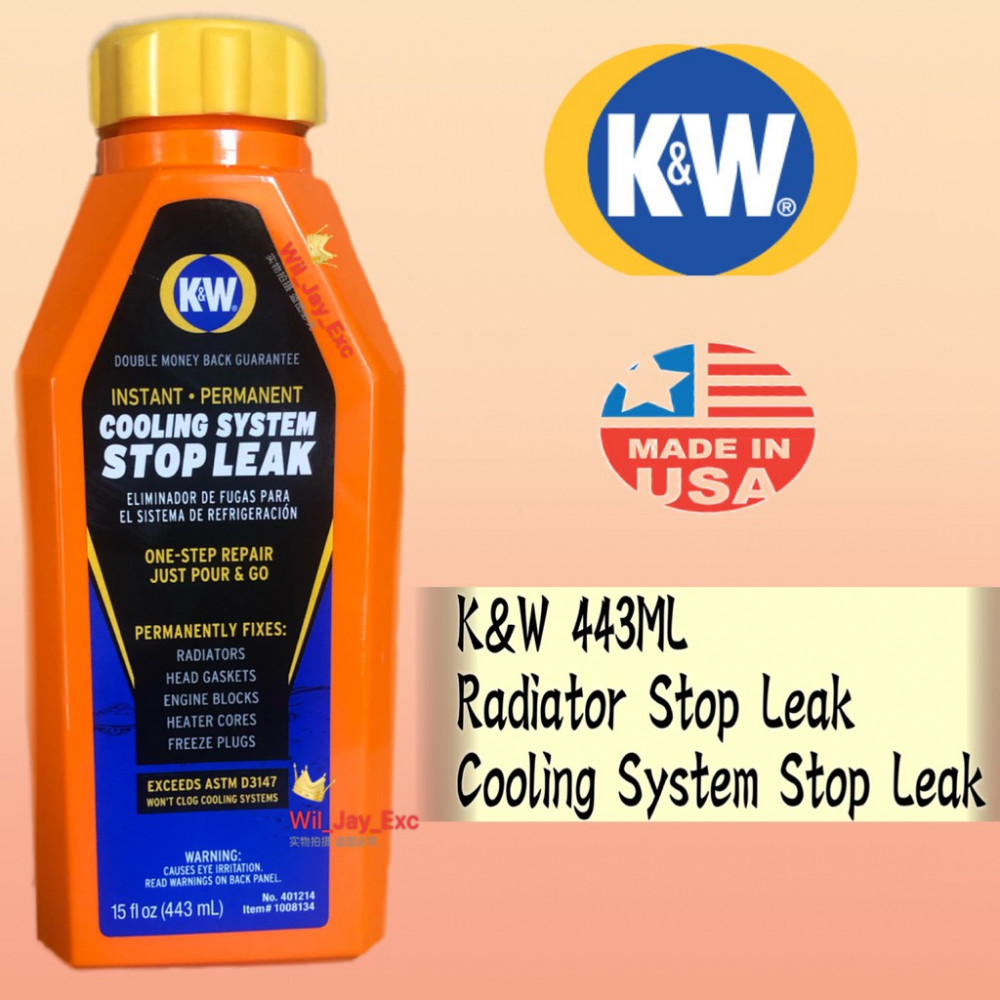 K&W RADIATOR STOP LEAK COOLING SYSTEM STOP LEAK 443ML ONE STEP REPAIR JUST POUR & GO KW