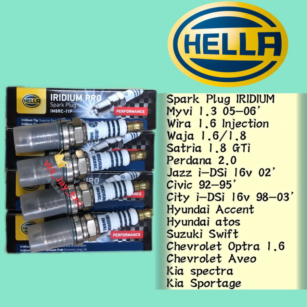 HELLA IM8RC-11P IRIDIUM PLUG MYVI,WIRA,WAJA,SATRIA,PERDANA,JAZZ,CIVIC,CITY,ACCENT,ATOS,SWI HELLA IM8RC-11P IRIDIUM PLUG MYVI,WIRA,WAJA,SATRIA,PERDANA,JAZZ,CIVIC,CITY,ACCENT,ATOS,SWI
