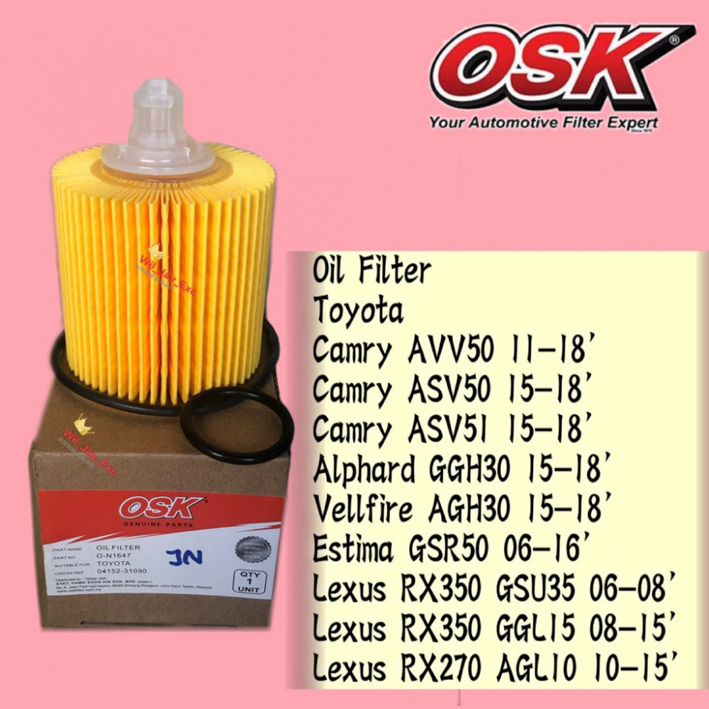 OSK OIL FILTER O-N1646 CAMRY HYBRID,VELLFIRE,ALPHARD 3.5,ESTIMA,LEXUS,ALTIS 2017 OSK OIL FILTER O-N1646 CAMRY HYBRID,VELLFIRE,ALPHARD 3.5,ESTIMA,LEXUS,ALTIS 2017