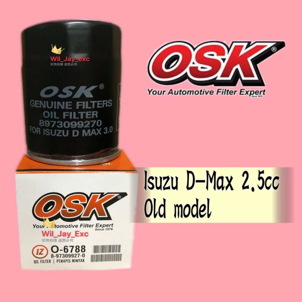 OSK OIL FILTER ISUZU DMAX 2.5CC OLD MODEL O-6788 (8-97309927-0)