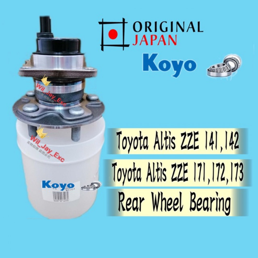 TOYOTA ALTIS REAR WHEEL BEARING ZZE 141,142. ZRE 171,172,173 (KOYO JAPAN)