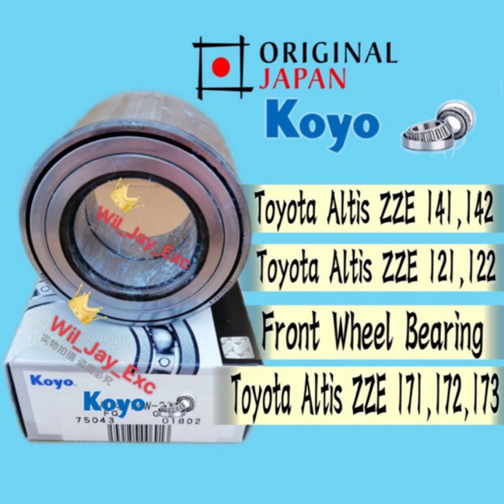 TOYOTA ALTIS FRONT WHEEL BEARING ZZE 121/122. ZRE 171,172,173 (KOYO JAPAN)