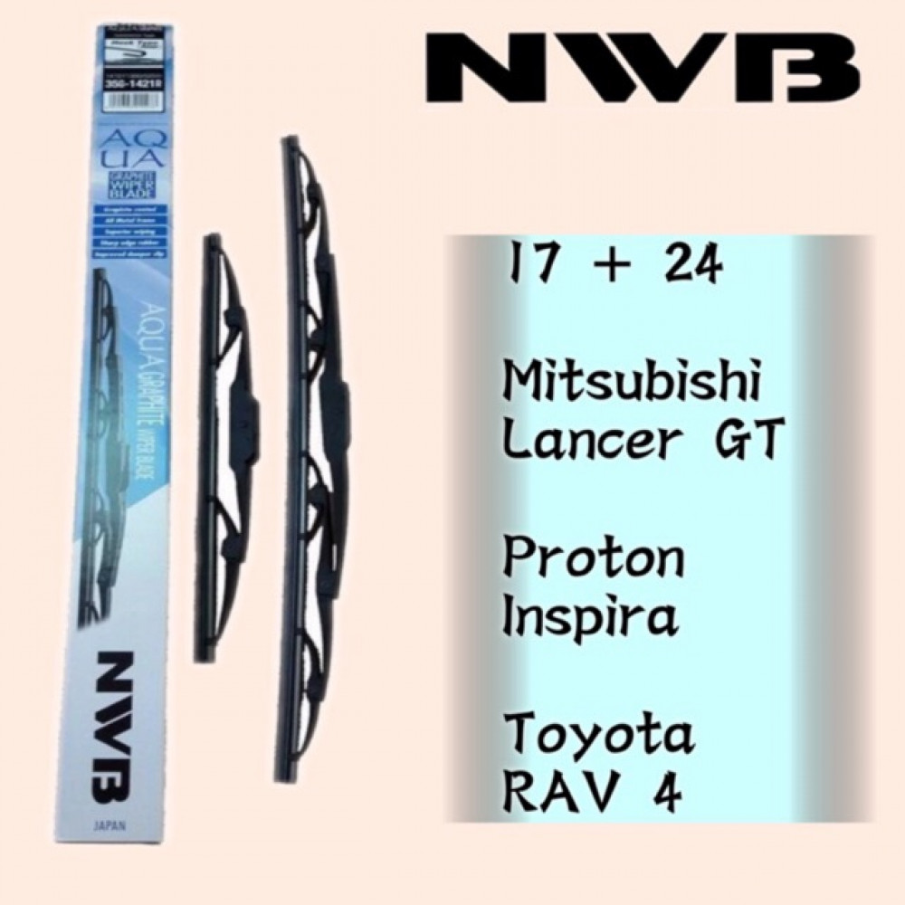 NWB GRAPHITE WIPER BLADE AQUA JAPAN (17"+24")(LANCER GT,INSPIRA,RAV4)