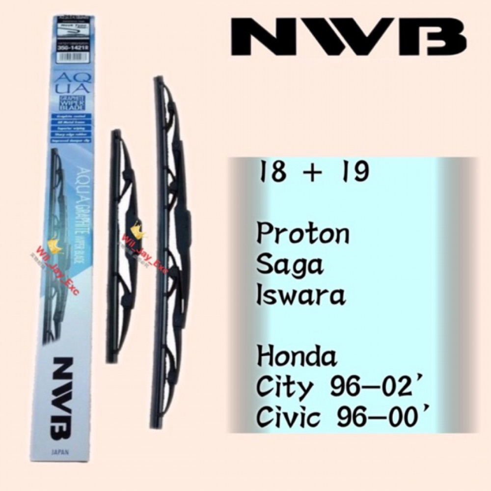 NWB GRAPHITE WIPER BLADE AQUA JAPAN (18"+19") (SAGA, ISWARA,CITY,CIVIC)