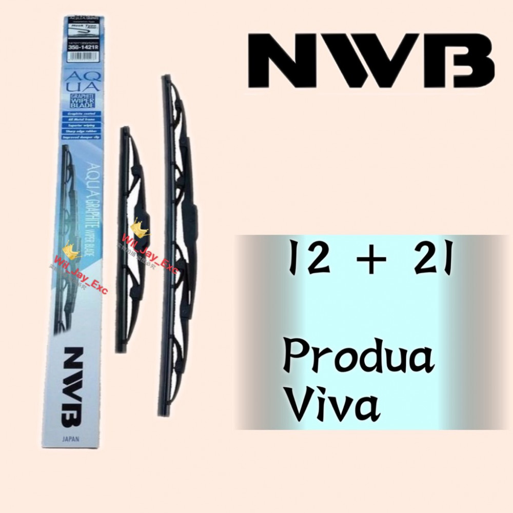 NWB GRAPHITE WIPER BLADE AQUA JAPAN (12"+21") VIVA