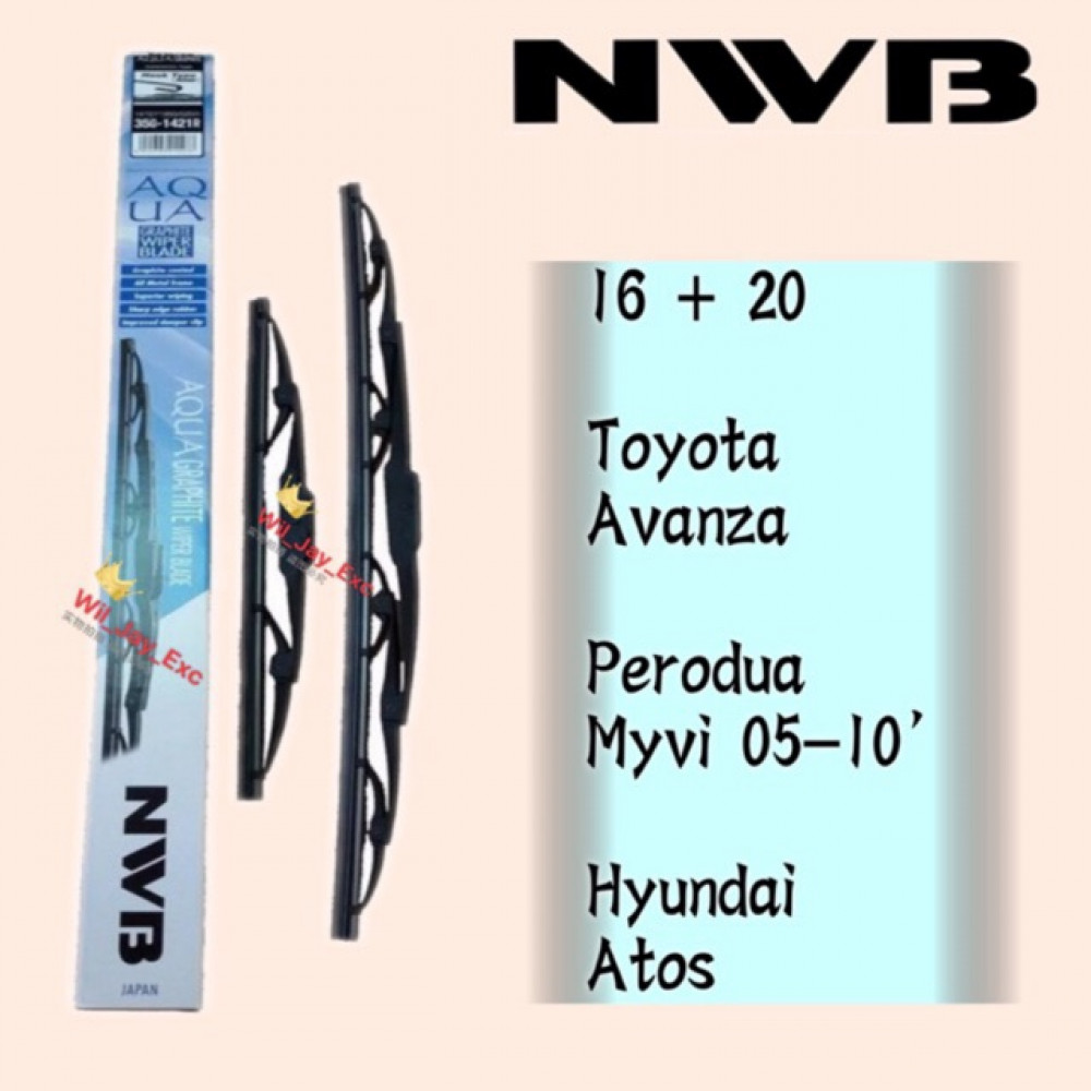 NWB GRAPHITE WIPER BLADE AQUA JAPAN (16"+20")(AVANZA,MYVI,ATOS)