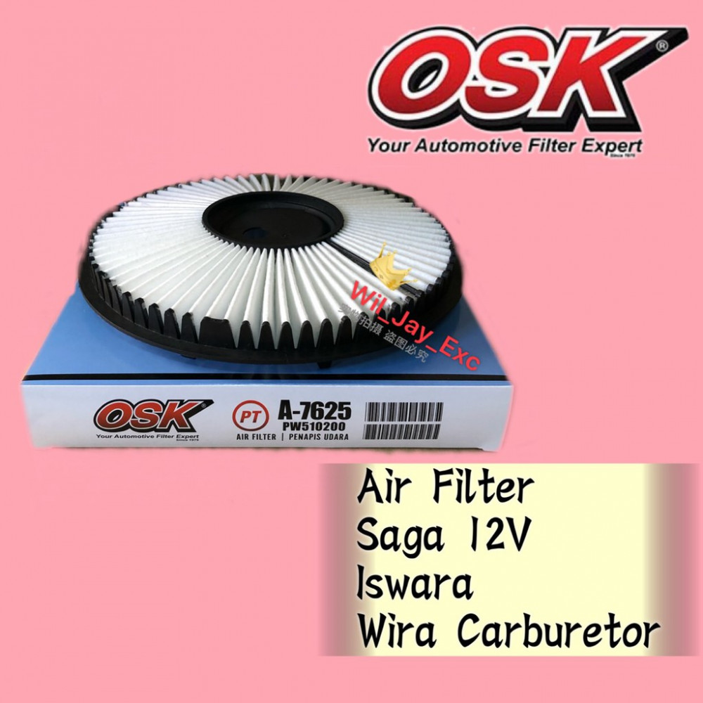OSK AIR FILTER A7625 SAGA 12V,ISWARA, WIRA CARBURETOR (MD620508)
