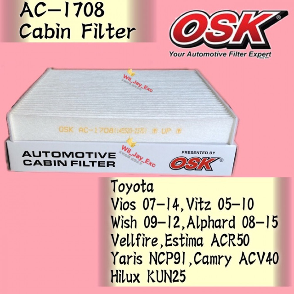 OSK CABIN FILTER VIOS,WISH,ALPHARD,VELLFIRE,ESTIMA,YARIS,CAMRY,HILUX,AVANZA