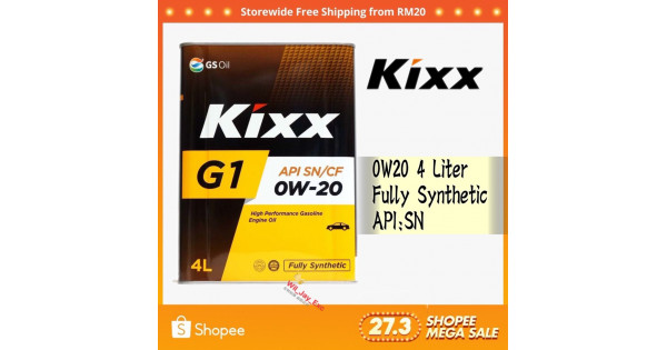4 LITER KIXX G1 0W20 ENGINE OIL FULLY SYHTHENTIC