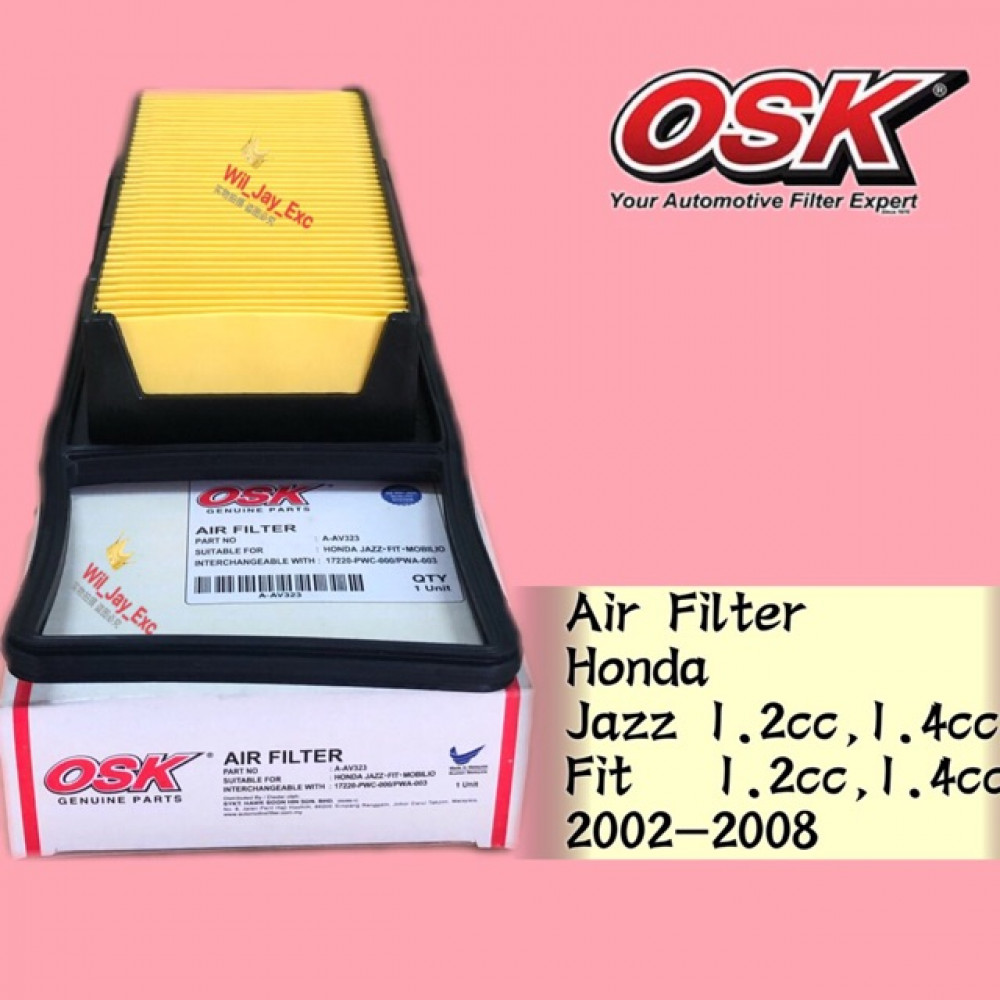 OSK AIR FILTER AAV323 HONDA JAZZ , HONDA FIT 1.2cc, 1.4cc 20022008