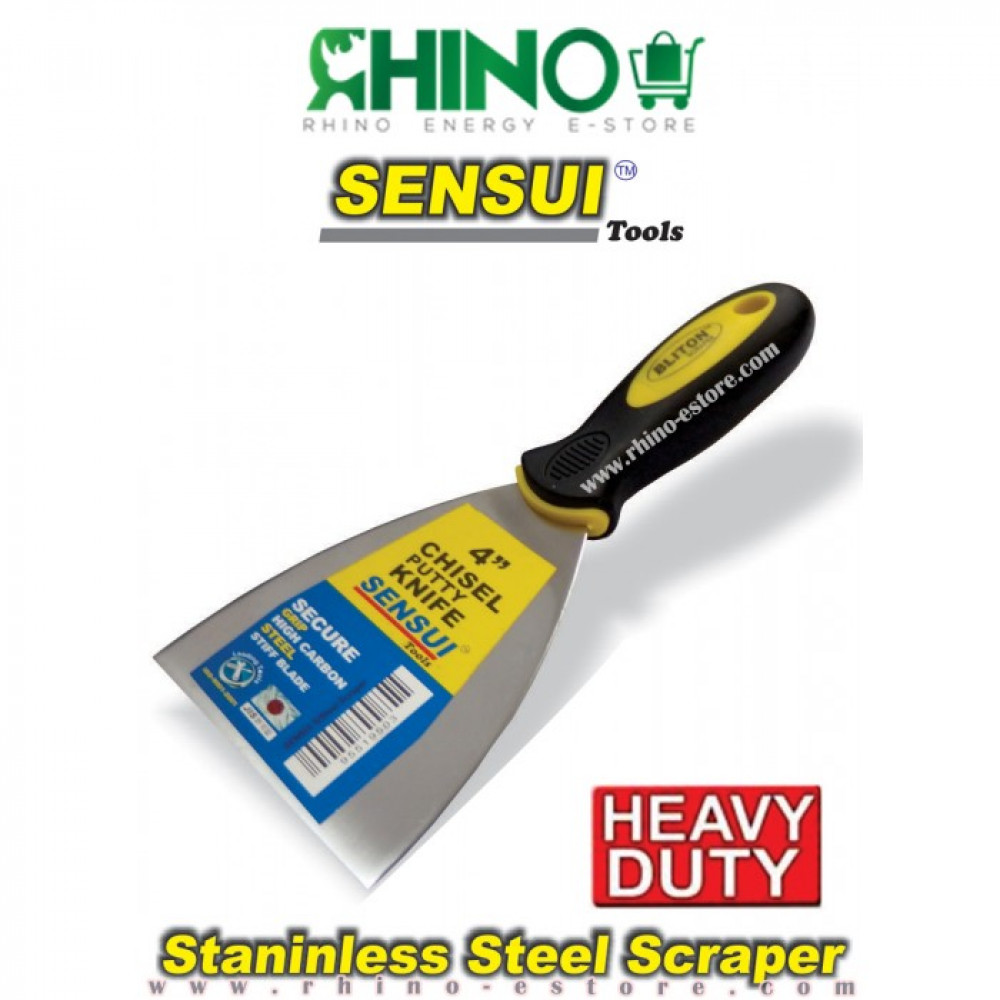 CHISEL PUTTY SCRAPER - RUBBER CUSHION GRIP HAND TOOL CHISEL PUTTY SCRAPER - RUBBER CUSHION GRIP HAND TOOL