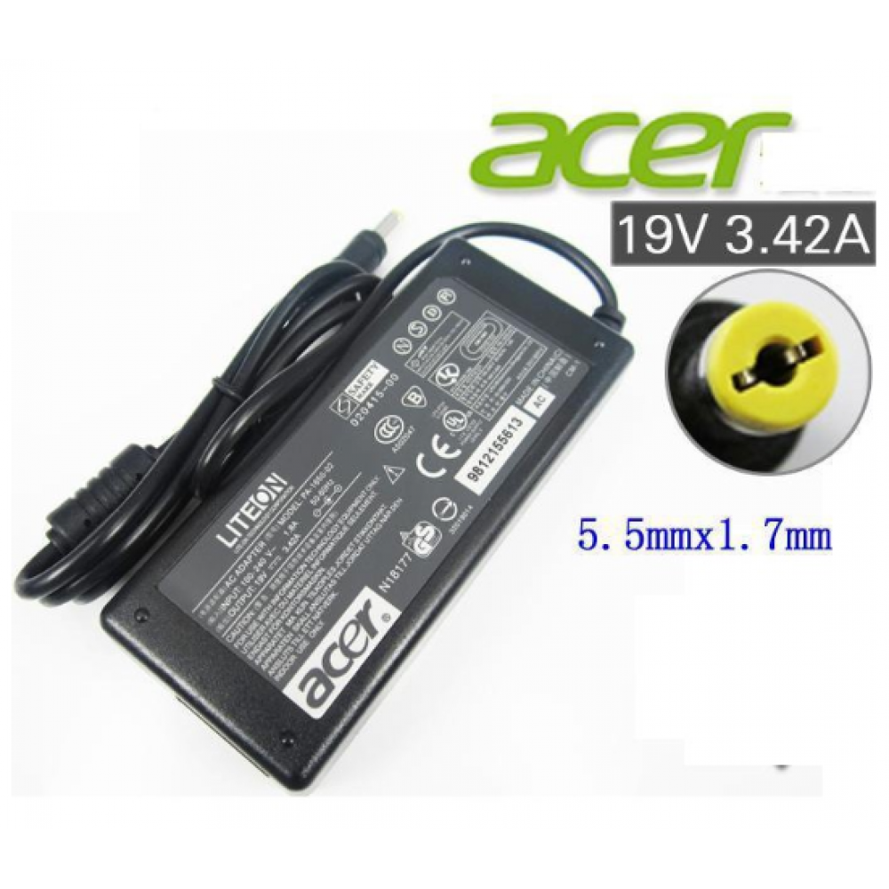 NEW Acer Laptop Notebook Power Adapter Charger with FREE 3 pin plug power cord 19V 3.42A 5.5mm x 1.7mm