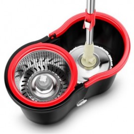image of Stainless Steel with 2 Microfibre Mop Heads Easy Spin Mop and Soap Dispenser