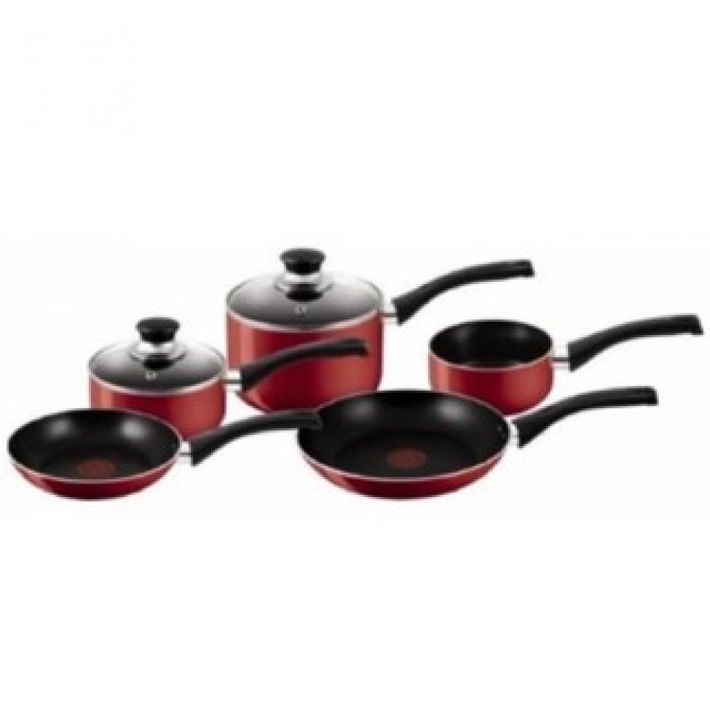 Tefal Bistro Cookware Set (5 Pcs) - Red Tefal Bistro Cookware Set (5 Pcs) - Red