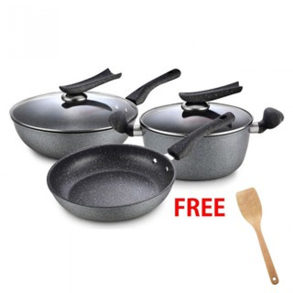 Non-Stick Maifan Health Stone Coating Cook Set (5 Pcs) Non-Stick Maifan Health Stone Coating Cook Set (5 Pcs)