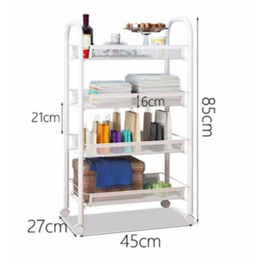 Modern Home 4-Layer Metal Mesh Organizer Portable Rack - White Modern Home 4-Layer Metal Mesh Organizer Portable Rack - White