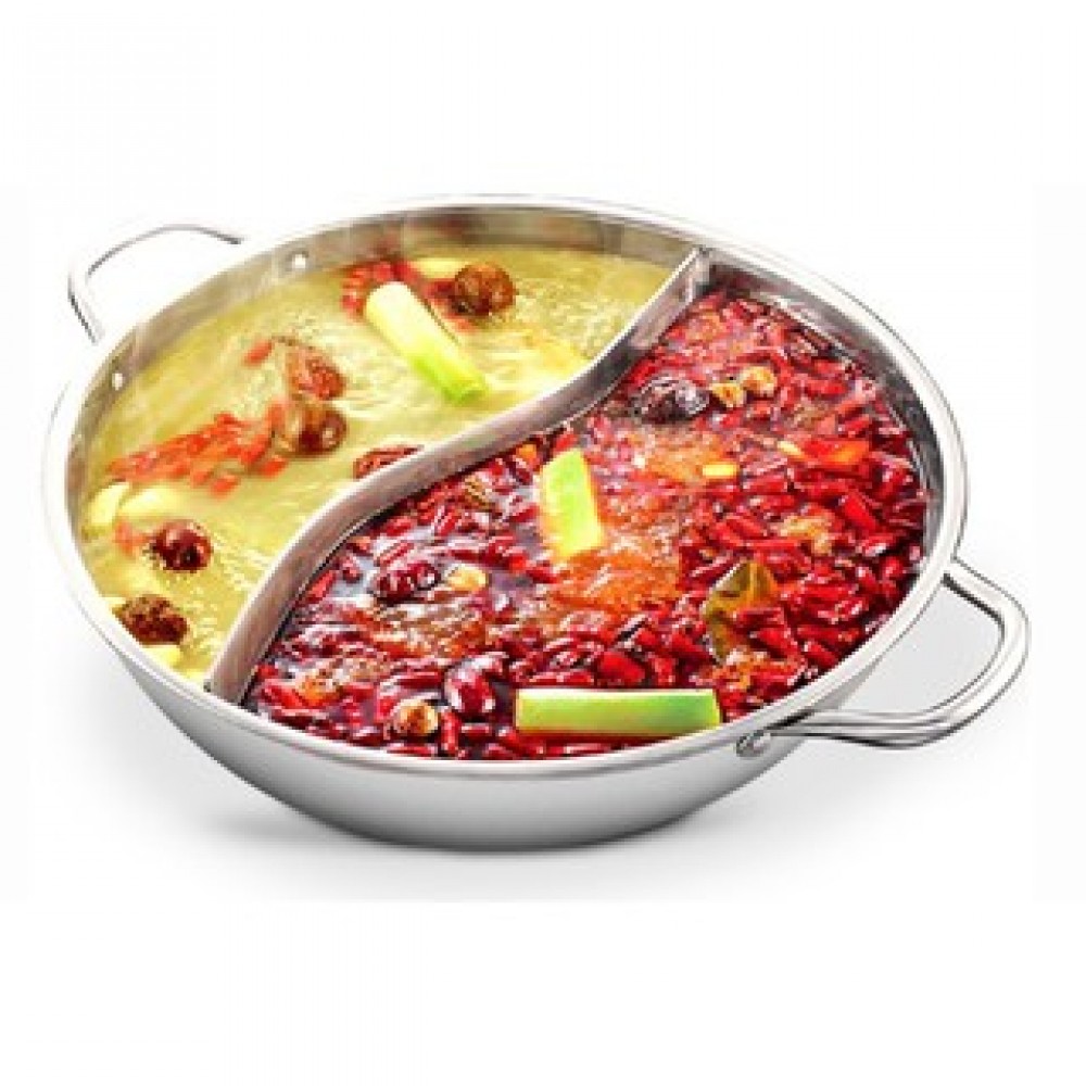 Ying Yang Steel Steamboat Pot with Cover Lid (36CM) Ying Yang Steel Steamboat Pot with Cover Lid (36CM)