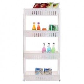 image of Multipurpose 4-Layer Kitchen Slim Storage Rack Organizer - White/Green/Blue
