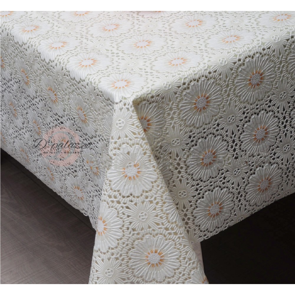 Waterproof Oil Proof PVC Table Cover Table Cloth Full White Flower Design Dining Waterproof Oil Proof PVC Table Cover Table Cloth Full White Flower Design Dining