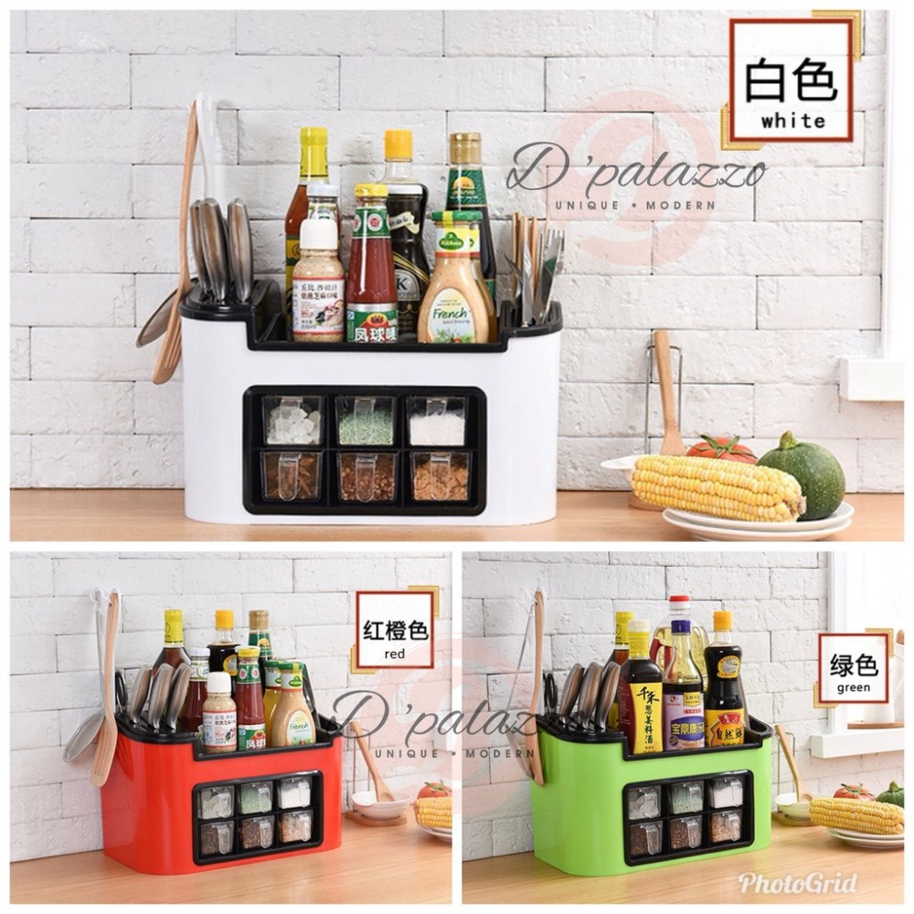 Multifunction Kitchen Organizer Knife Organizer with 6 Seasoning container Multifunction Kitchen Organizer Knife Organizer with 6 Seasoning container
