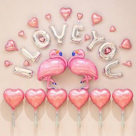 image of Valentine Day I Love You Flamingos Surprise Party Decoration Balloons Set