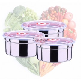 image of 3pcs 304 Stainless Steel Storage Box Container Lunch Box Refrigerated Food