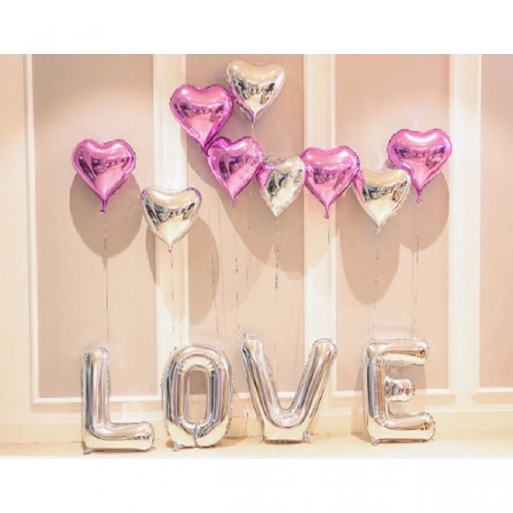 LOVE Pink & Silver Surprise Valentine Decoration Balloon Set LOVE Pink & Silver Surprise Valentine Decoration Balloon Set