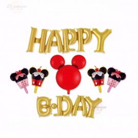 image of Happy Birthday Disney Theme Mickey Mouse Minnie Party Decoration Balloon Set