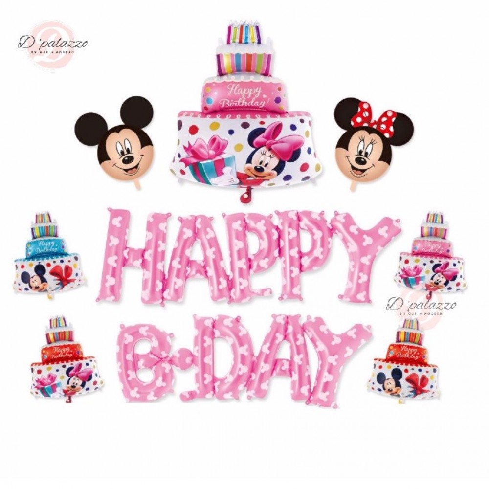 Happy Birthday PINK Disney Mickey Mouse Party Decoration Balloon Set 米奇 Happy Birthday PINK Disney Mickey Mouse Party Decoration Balloon Set 米奇