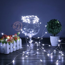 image of String White Light Copper Wire White String LED Light Copper LED Light 2M 20 LED