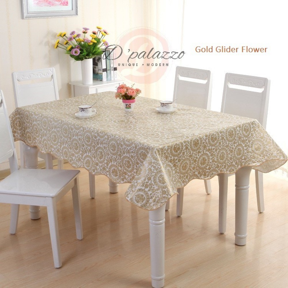 Waterproof Oil Proof PVC Table Cover Table Cloth Bronzing Flower Design Waterproof Oil Proof PVC Table Cover Table Cloth Bronzing Flower Design