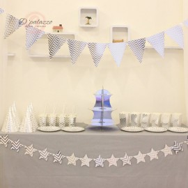 image of Bronzing Gold Silver Triangle Bunting Banner Flag Cake Stand Party Decoration