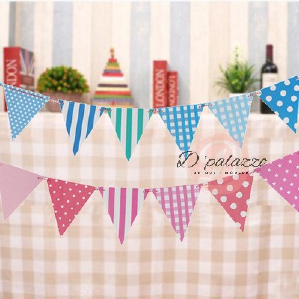 Birthday Flag Blue Pink Triangle Bunting Banner Flag for Birthday Party Deco Birthday Flag Blue Pink Triangle Bunting Banner Flag for Birthday Party Deco