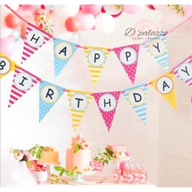 image of Happy Birthday Flag Triangle Bunting Banner Flag for Birthday Party Decoration