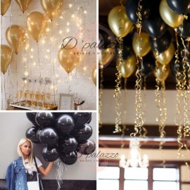 image of 12’ inch 3.2g Thicken Gold Balloon / Black Color Balloon Pearl Latex 10/20/50